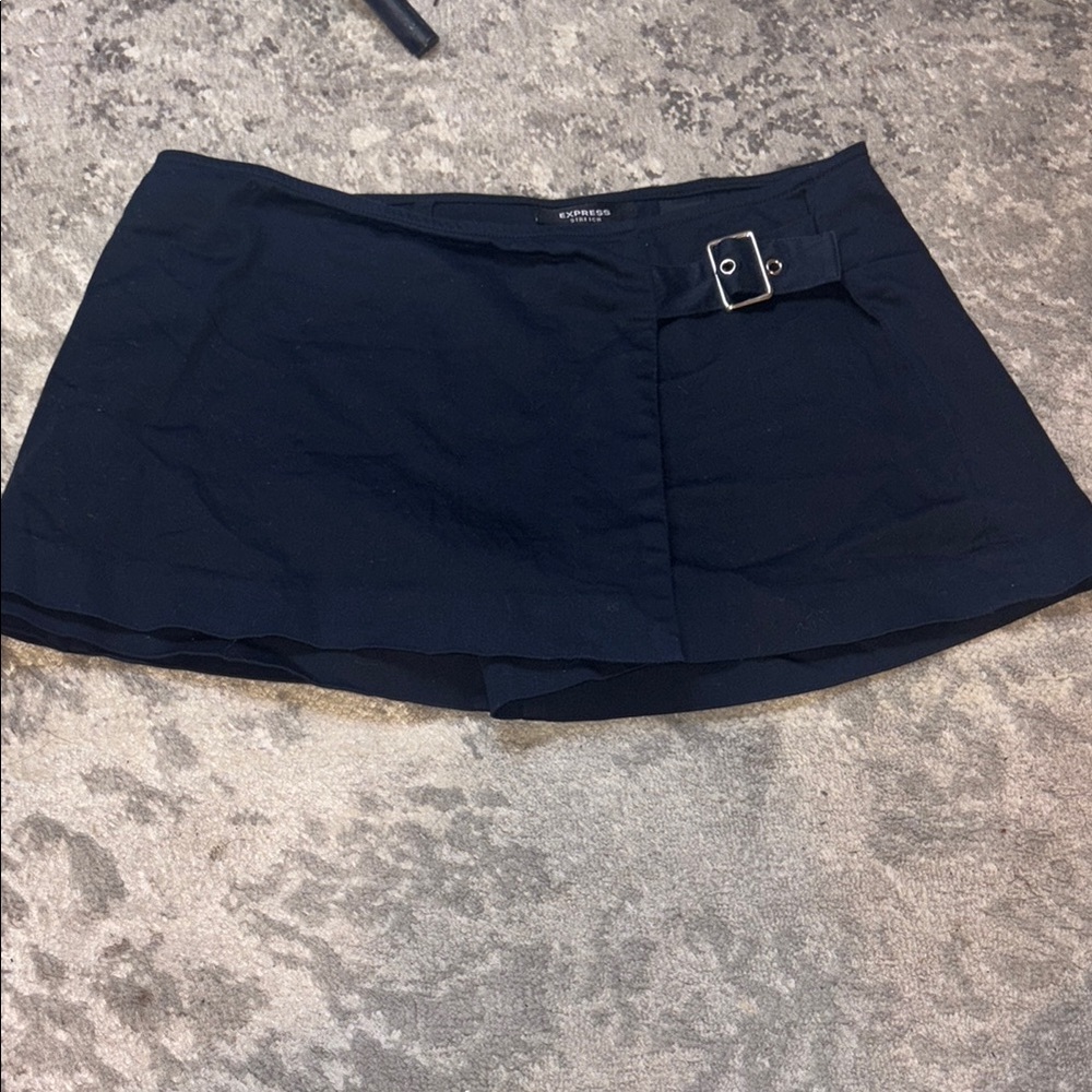 Express Black Mini Skirt with Buckle Detail